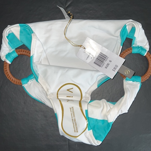 ViX by Paula Hermanny Cosmo Ring Full Turquoise Bikini Bottoms Sz S - NWT! - Picture 8 of 12